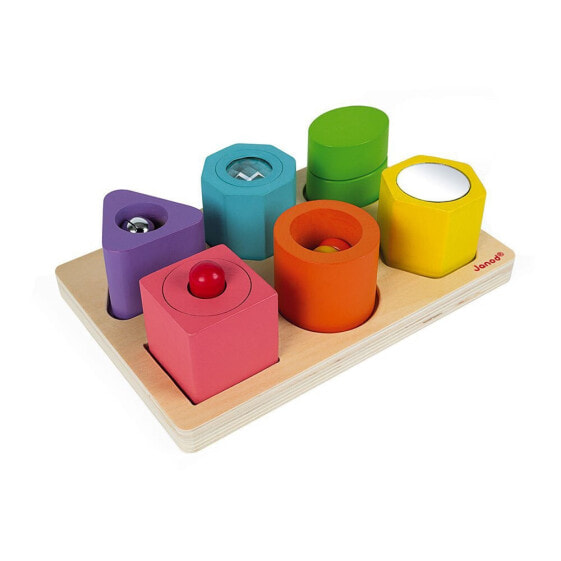 JANOD I Wood Shapes & Sounds 6-Block Puzzle