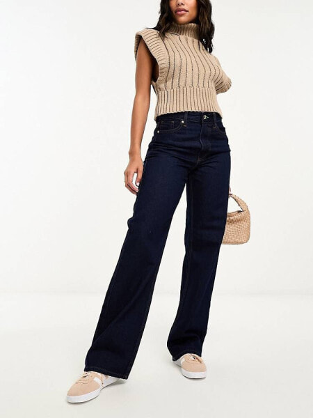 River Island straight leg jeans in dark wash blue