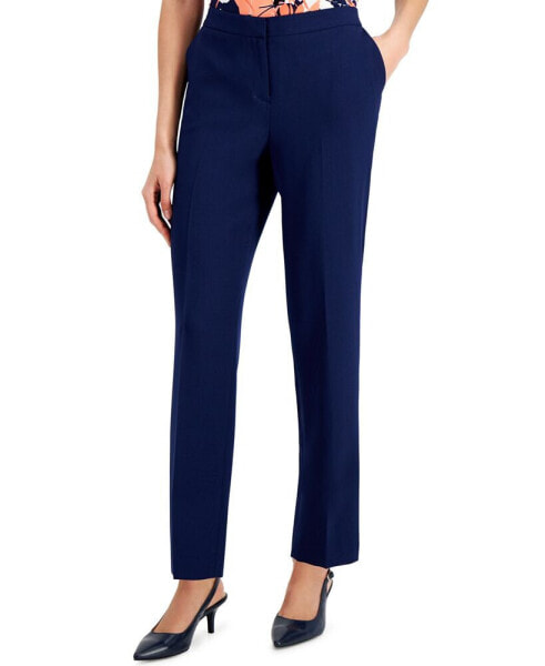 Slim Straight-Leg Elastic-Back Pants