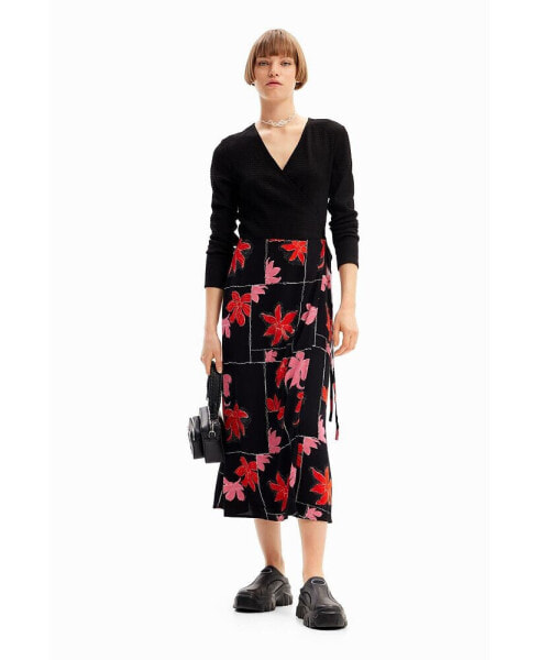 Women's Floral wrap midi dress