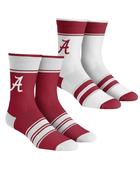 Men's and Women's Socks Alabama Crimson Tide Multi-Stripe 2-Pack Team Crew Sock Set