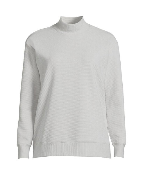 Women's Plus Size Long Sleeve Ottoman Mock Pullover Tee