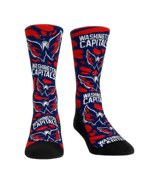 Men's and Women's Socks Washington Capitals Allover Logo and Paint Crew Socks