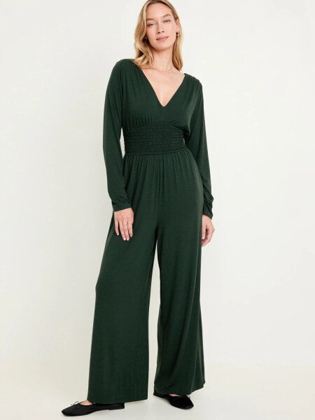 Waist-Defined V-Neck Jumpsuit