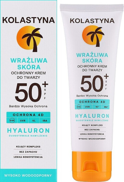 Schützende Gesichtscreme für empfindliche Haut SPF50+