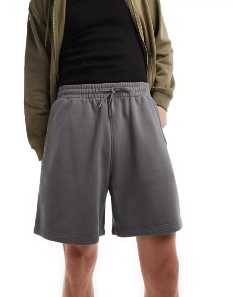 Weekday relaxed fit jersey shorts in off-black