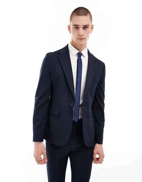 ASOS DESIGN skinny suit jacket in navy