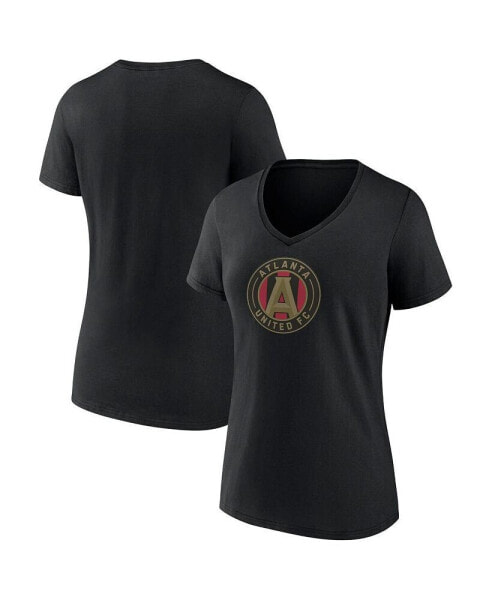 Women's Black Atlanta United FC Evergreen Logo V-Neck T-Shirt