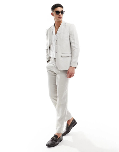 Selected Homme linen mix suit jacket in beige