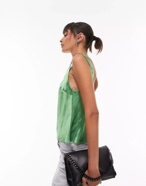 Topshop square neck cami top in opal green