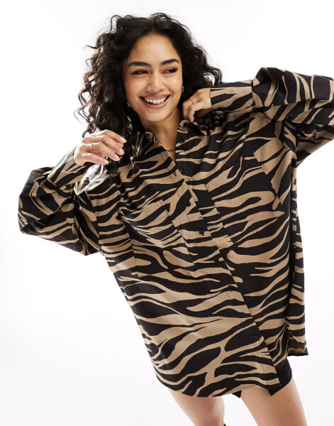 ASOS DESIGN oversized shirt in animal print