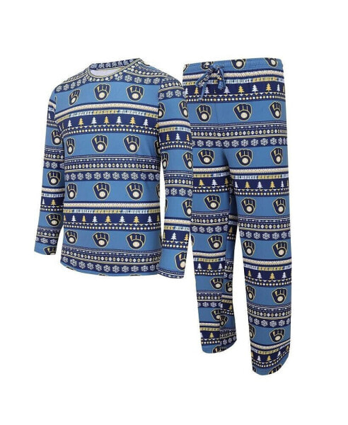 Комплект пижамы Concepts Sport Navy Milwaukee Brewers Knit Ugly Sweater Long Sleeve Top and Pants Set