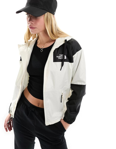 The North Face Sheru waterproof hooded jacket in off white and black Exclusive at ASOS