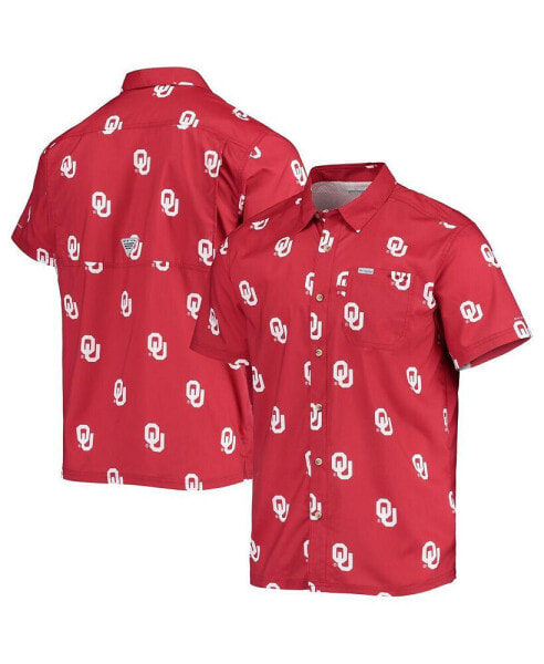 Men's Crimson Oklahoma Sooners Super Slack Tide Omni-Shade Button-Up Shirt