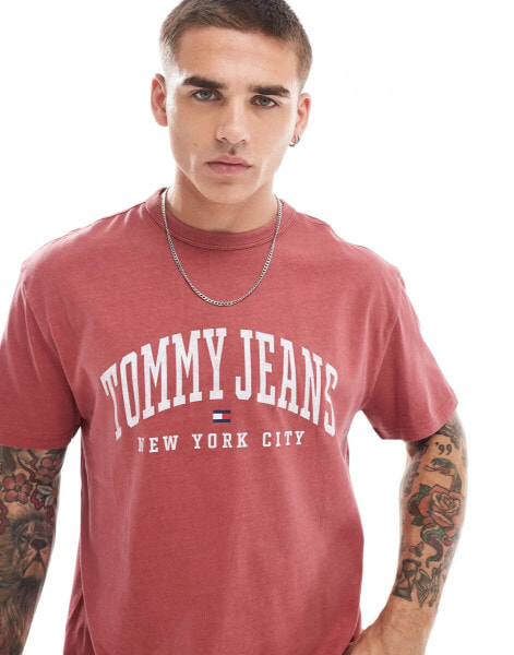 Tommy Jeans varsity logo t-shirt in washed red