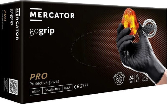 UN Rękawice nitrylowe premium GoGrip, czarne, rozm. M, 50 szt.