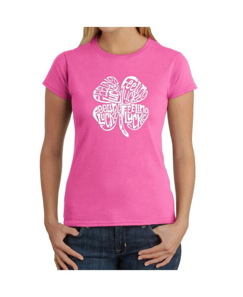 Women's Word Art T-Shirt - Feeling Lucky