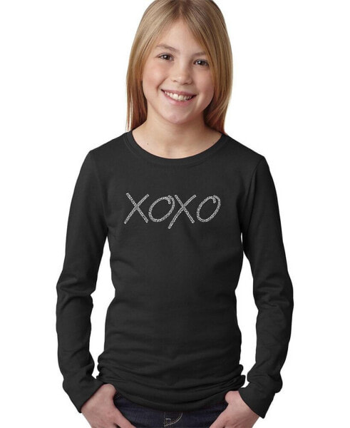 Big Girl's Word Art Long Sleeve T-Shirt - XOXO