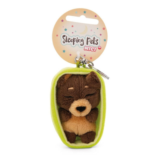 NICI Sleeping Pets Dog Dark Brown 8 cm Basket Key Ring