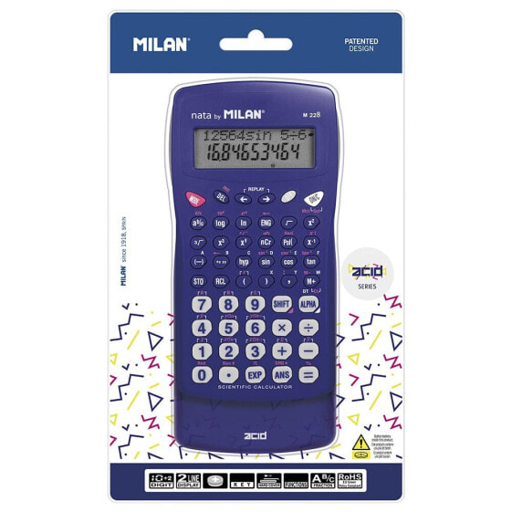 MILAN Blister Pack M228 Scientific Calculator Acid Series Blue