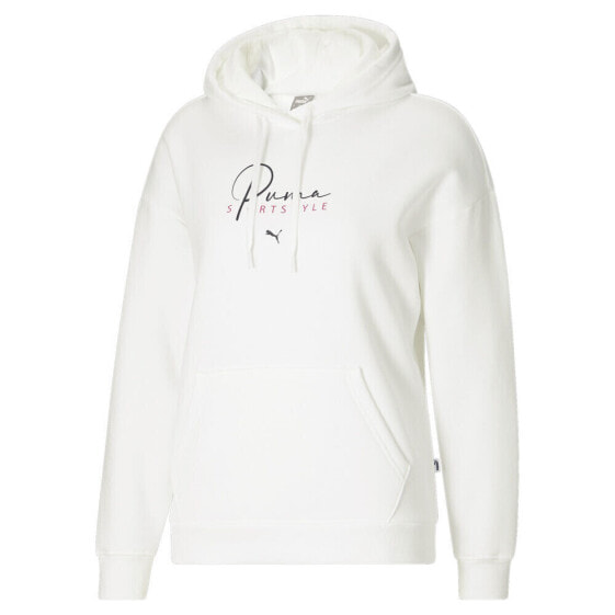 Puma Sport Script Pullover Hoodie Womens White Casual Outerwear 67944902