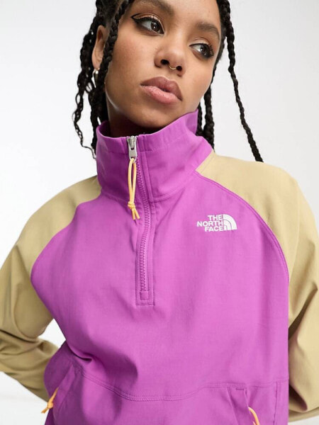 The North Face Class V pullover jacket in purple and stone