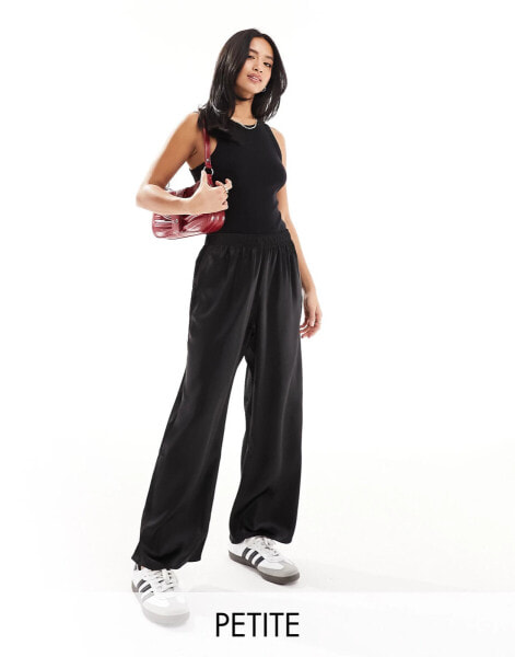 River Island Petite wide leg palazzo trouser in black