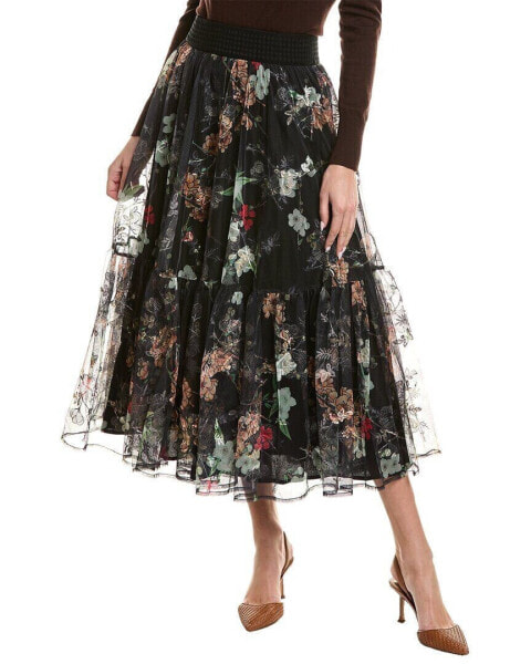 Gracia Mesh Floral Midi Skirt Women's