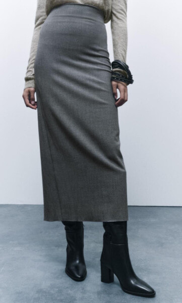 Zara Gray MIDI PENCIL SKIRT ZW COLLECTION size XL 305042