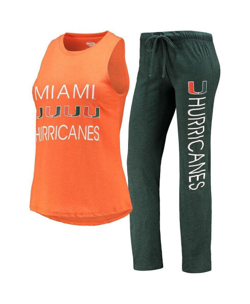 Женская пижама Concepts Sport Womens Green, Orange Miami Hurricanes Tank Top and Pants Sleep Set