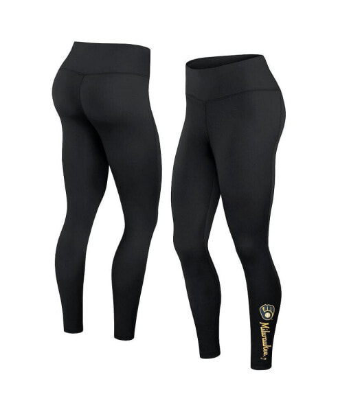 Women's Black Milwaukee Brewers Wordmark Stack Leggings