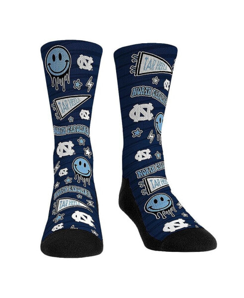 Men's and Women's Socks North Carolina Tar Heels Smiley Stickers Crew Socks