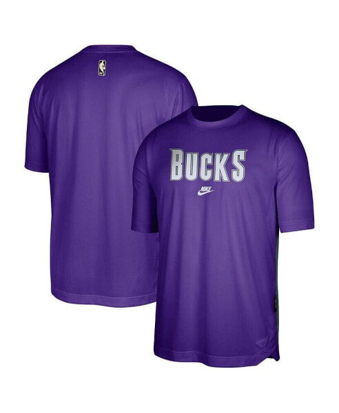 Men's Purple, Hunter Green Milwaukee Bucks Hardwood Classics Pregame Warmup Shooting Performance T-shirt