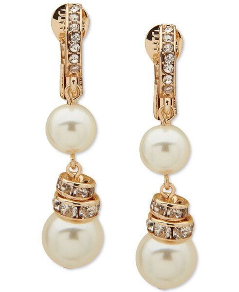 Imitation Pearl Snowman Drop Clip On Earrings