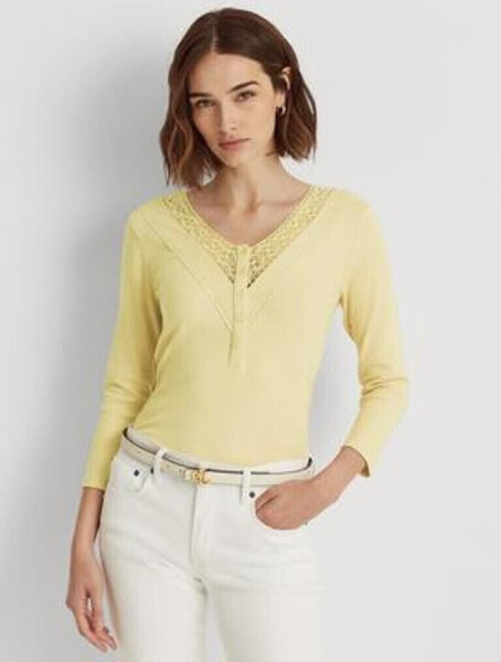 Топ Ralph Lauren Lace Trim Henley Yellow Bloom XL