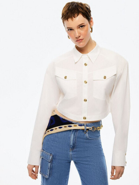 Women's Cropped Shirt With Shoulder Pads