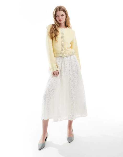 Sister Jane lace midaxi skirt in ivory co-ord