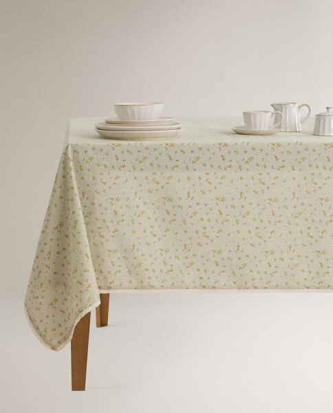 Floral print cotton tablecloth