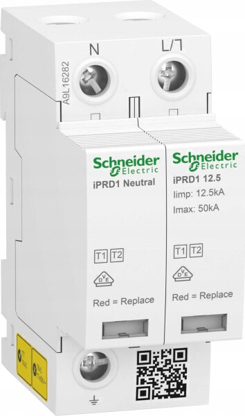 Schneider Electric Ogranicznik przepięć iPRD1 12.5R-T12-1N 1+1-biegunowy T1+T2 B+C 12,5kA ze stykiem A9L16282