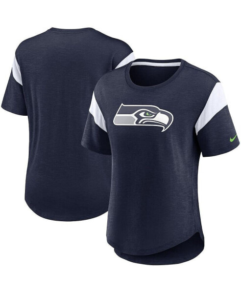 Women's Heather College Navy Seattle Seahawks Primary Logo Fashion Top