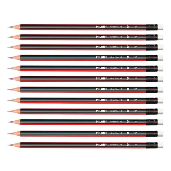 MILAN Graphite Pencils With Rubber 2.2 mm 12 Units