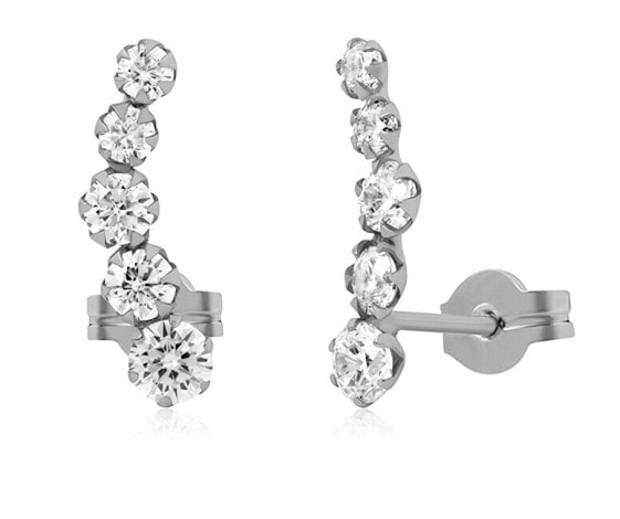 Long white gold earrings with zircons 14/255.141/6ZIR Esp White gold