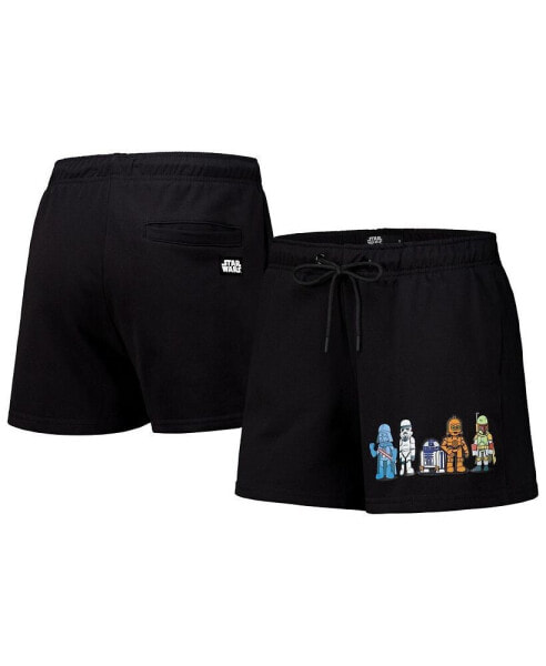 Women's Black Star Wars Cute Characters Fleece Club Shorts