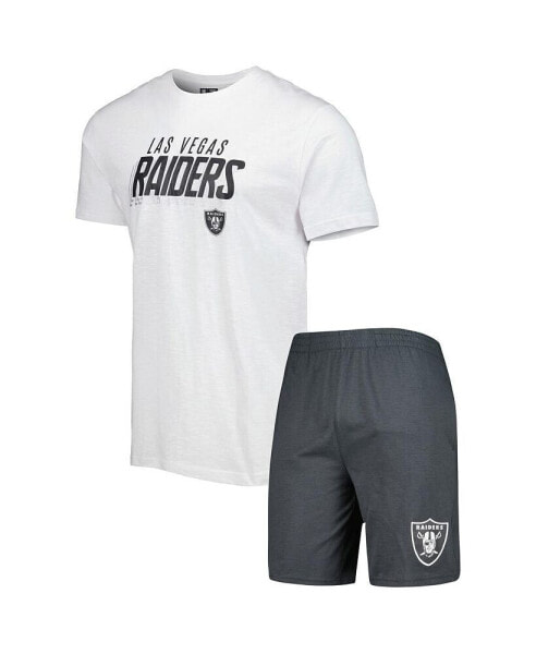 Комплект пижамы Concepts Sport Charcoal, White Las Vegas Raiders Downfield T-shirt and Shorts Sleep Set