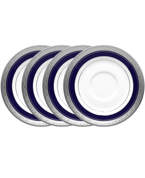 Crestwood Cobalt Platinum Set of 4 Saucers, Service For 4