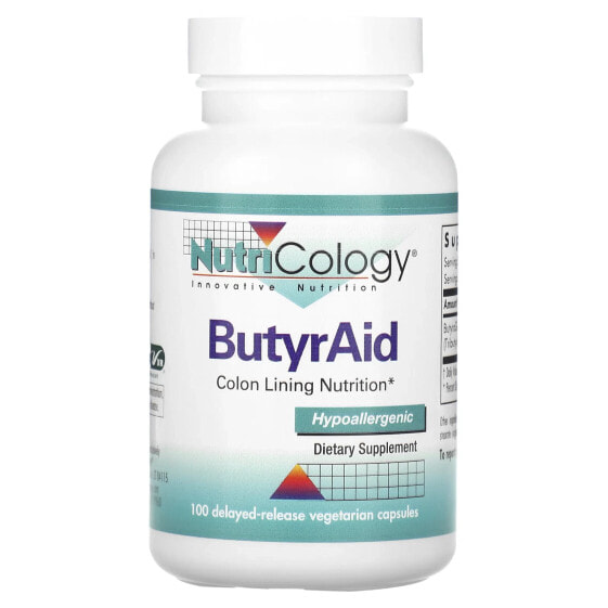 Nutricology, ButyrAid, 100 вегетарианских капсул с отсроченным высвобождением