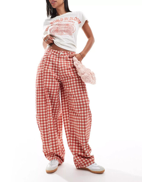 Reclaimed Vintage barrel leg trouser in red gingham