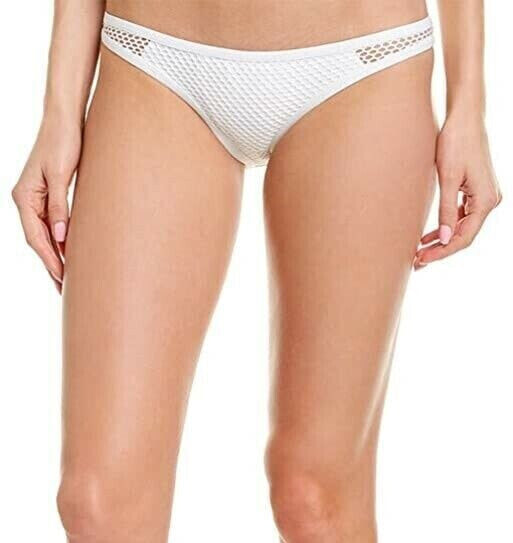 L*Space 238122 Womens Mesh Cosmo Cheeky Bikini Bottom Swimwear White Size Small