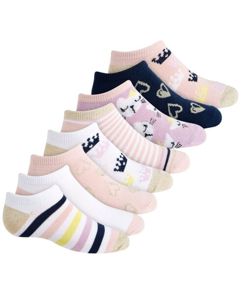 Toddler, Little & Big Girls 8-Pack Royalty No-Show Socks