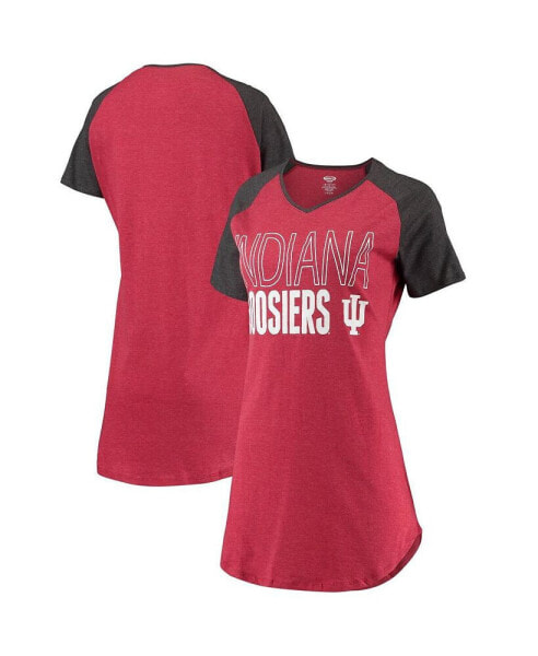 Женская пижама Concepts Sport womens Crimson, Charcoal Indiana Hoosiers Raglan V-Neck Nightshirt